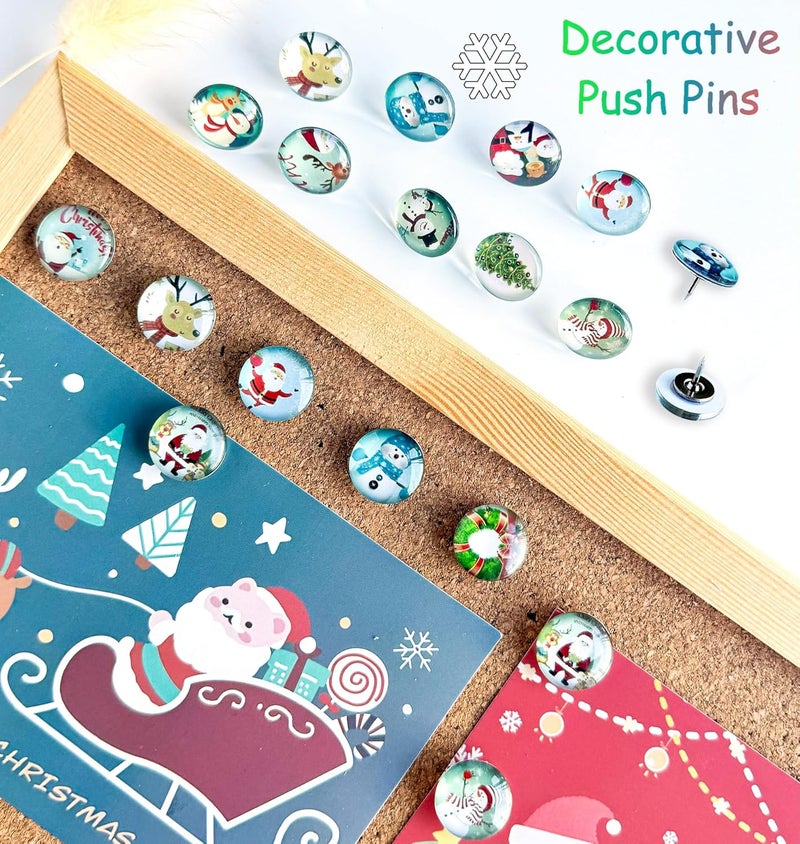 Tandarui Push Pins for Cork Board-24pcs Decorative Push Pins with Case, Cute Thumb Tacks and Pushpins for Bulletin Board,Thumbtacks for Cork Boards, Office Organization, Christmas and Home Décor - Image 2